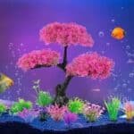 Arbre bonsai aquarium rose plastique