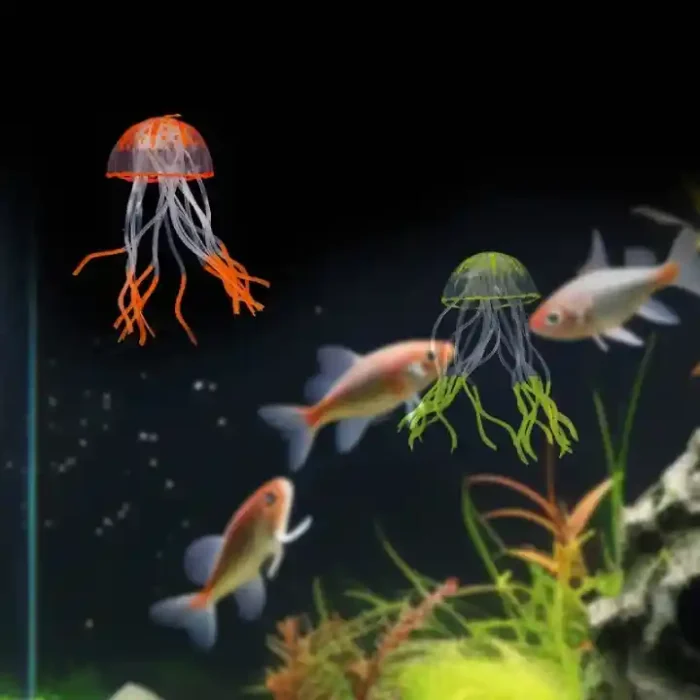Meduse-Artificielle-pour-Aquarium-Fluorescente-orange-et-vert