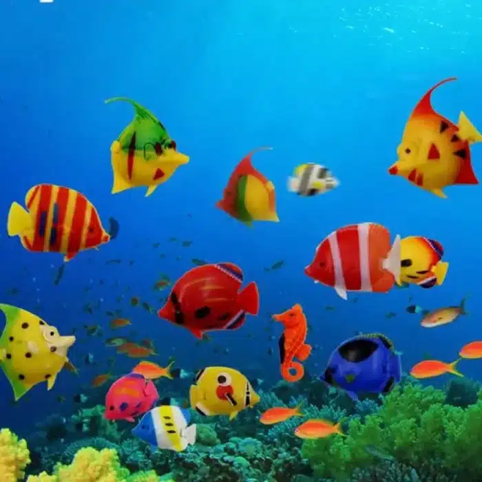 Faux-poissons-pour-aquarium-exotiques-colores