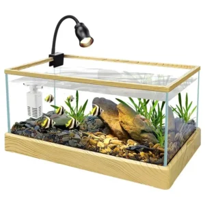 Aquarium en Verre Rectangulaire de 20L avec Cadre en bois