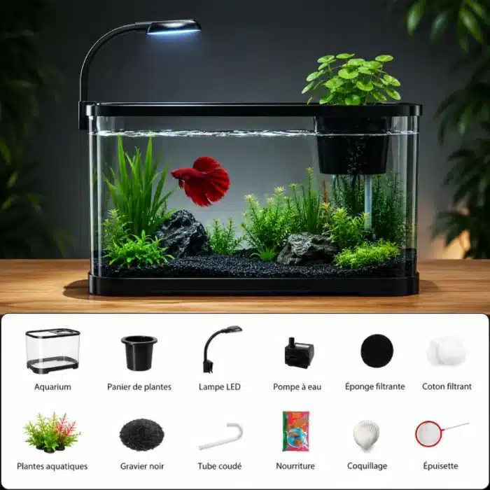 Petit Aquarium 10L avec Pompe Complet kit