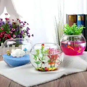 petit aquarium boule 2l en verre lot de 3