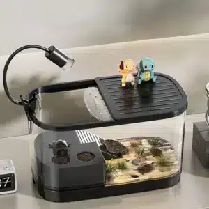 petit aquarium pour tortue aquatique 15l noir en plastique