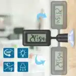 thermomètre-hygromètre numérique rotatif à ventouse noir