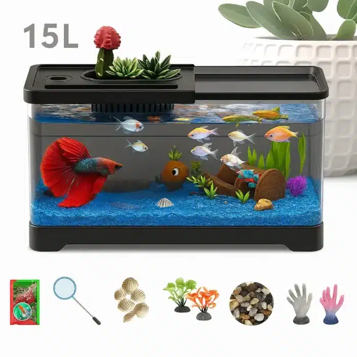 Petit-Aquarium-pour-Combattant-15L-noir-avec-couvercle
