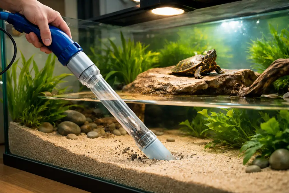 Aspirateur -nettoyage-terrarium-tortue-d-eau