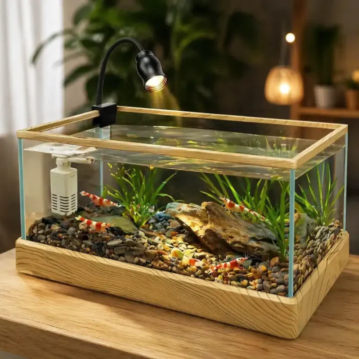 Aquarium-20L-Crevettes-avec-cadre-bois