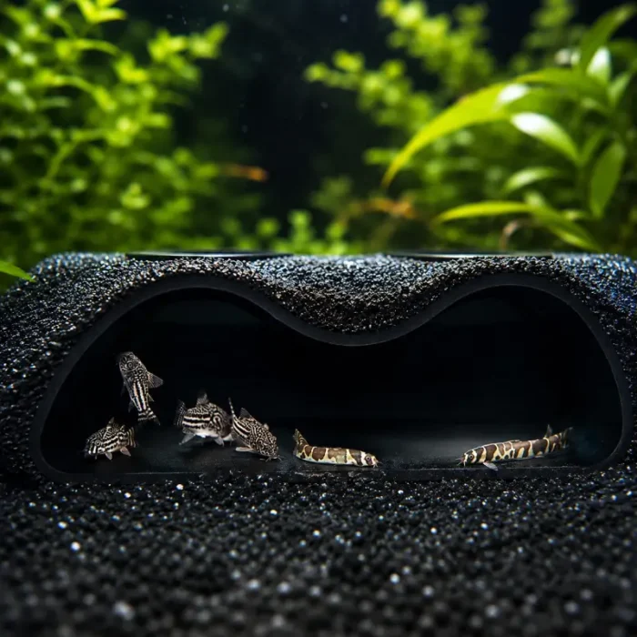 grotte-souterraine-aquarium-pour-poisson-noir