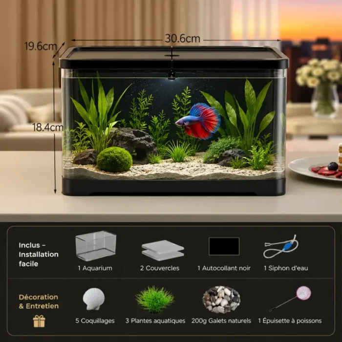 Aquarium-10L-betta-plastique-noir