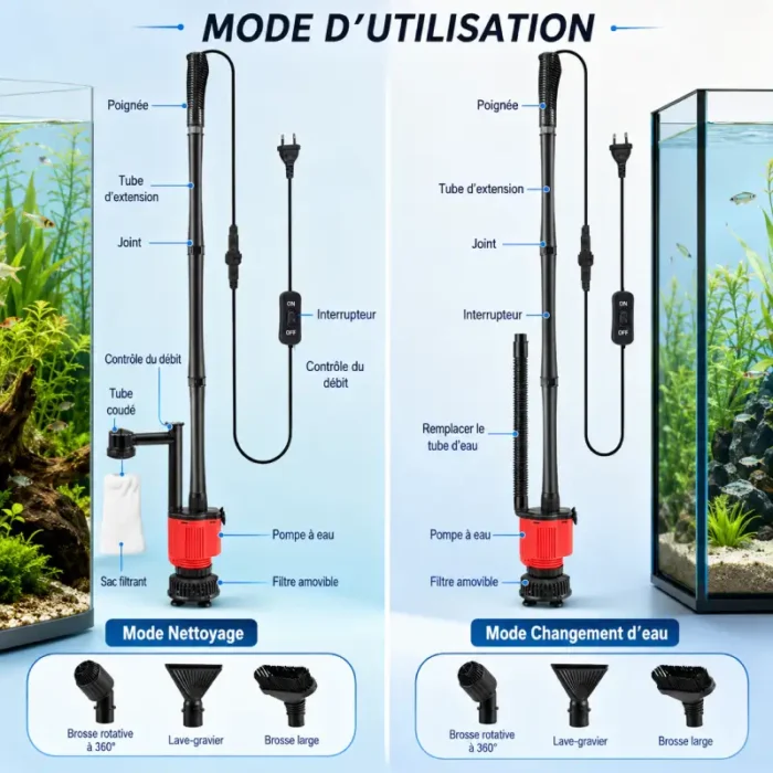 Aspirateur-Aquarium-Sable-Fin-et-Gravier-utilisation