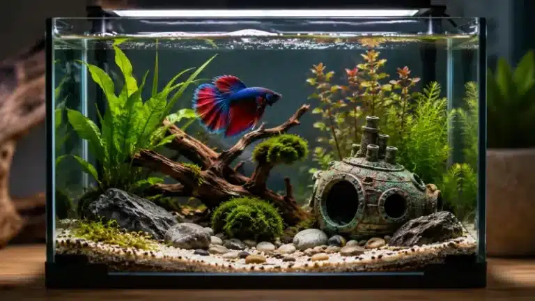 Decoration-Pour-Petit-Aquarium-10L-Avec-Combattant-Reussie