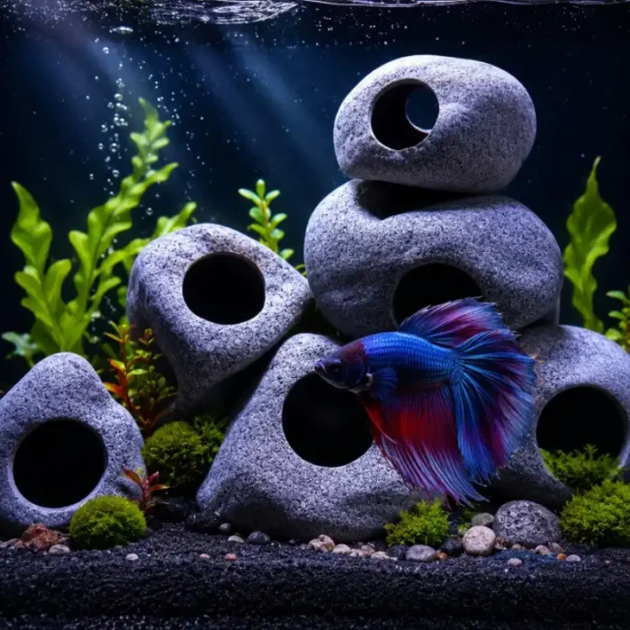 decoration-pour-petit-aquarium -10l-avec-combattant-pierre