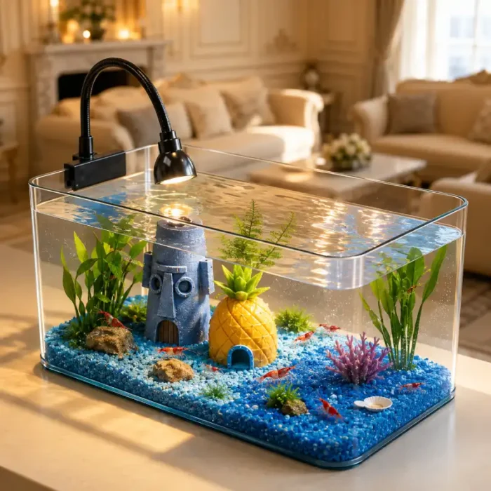 Petit-Aquarium-14L-en -Plastique-crevettes